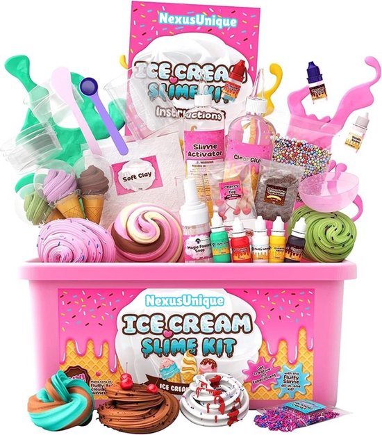 Foto: 31 delige set van schattig slijm ijsjes maken 5 verschillende soorten slijm maken slijm kit ice cream fluffy slijm maker set slime slijm pakket slijm maken voor kinderen slijmset voor meisjes maak je eigen slijm