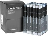 Stylefile Twin Marker 36 Grey Set - Hoge kwaliteit stiften, ideaal voor designers, architecten, graffiti artiesten, cartoonisten, & ontwerp studenten