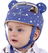 Babyhelm hoofdbescherming peuter - Katoenen verstelbare veiligheidshelm voor zuigelingen met sterrenblauw design
