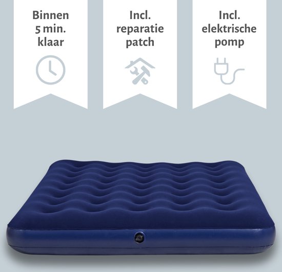 Bestway luchtbed - Twijfelaar - 137 x 191 x 22 cm - Blauw - Inclusief pomp - Hoeslaken en Reparatieset van Bestway — afbeelding 5