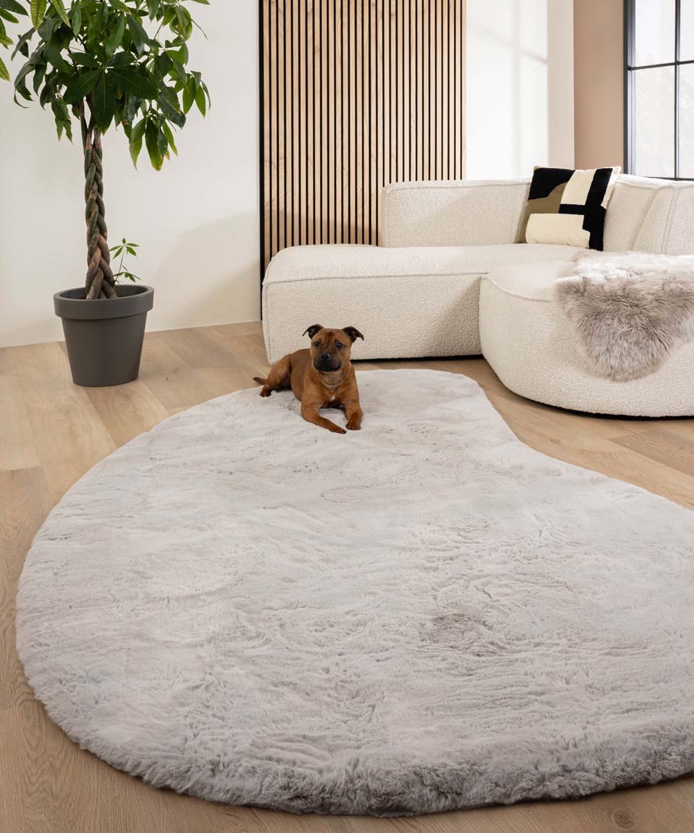 Fluffy vloerkleed organisch - Comfy Plus lichtgrijs 120x184 cm