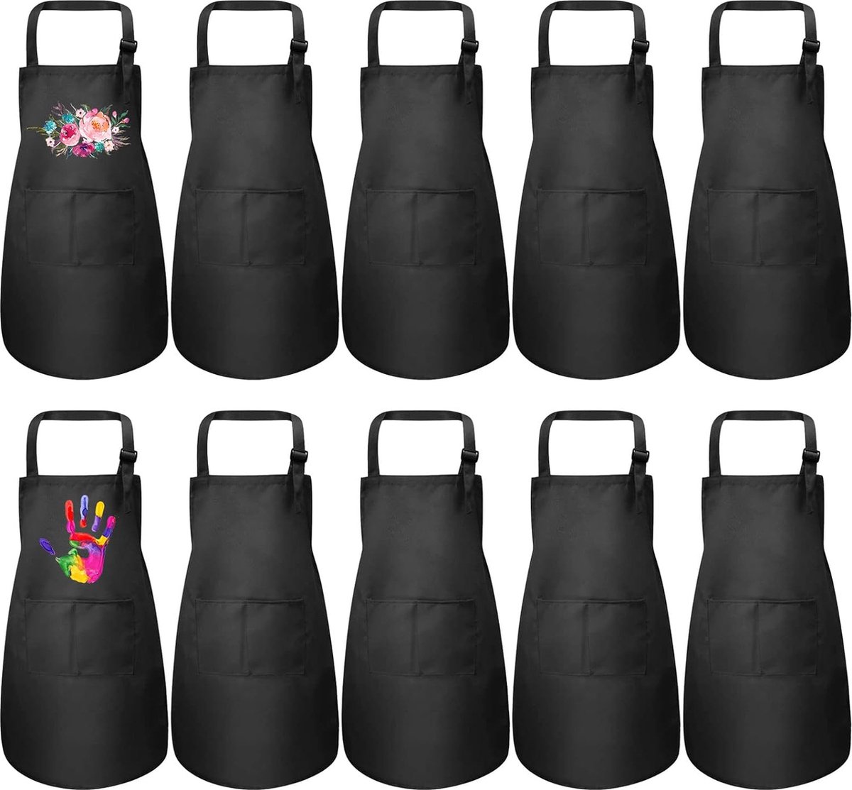 10 stuks kinderschort verstelbare blank DIY kinderkok schorten handwerk schorten met zakken voor keuken schilderen koken bakken