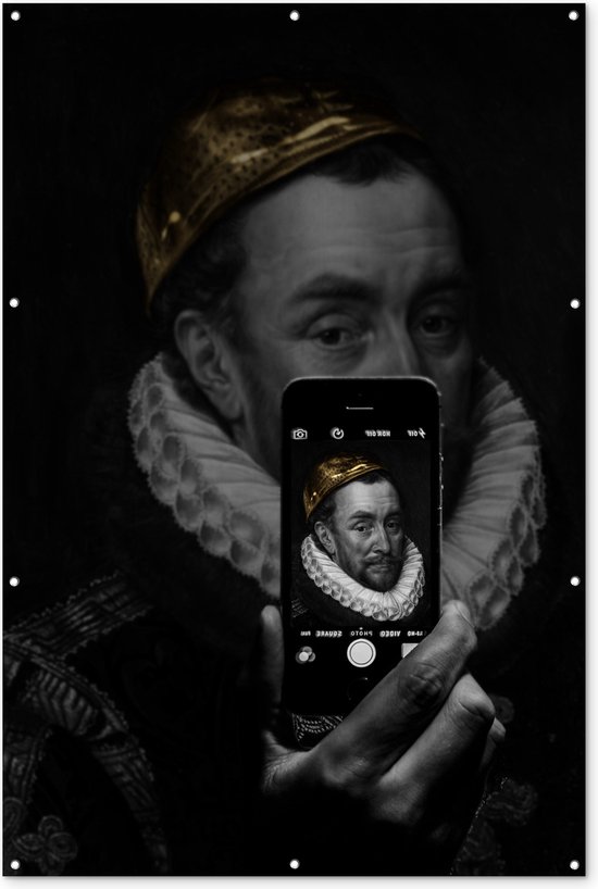 Muurdecoratie Willem van Oranje - Adriaen Thomasz - Smartphone - 120x180 cm - Tuinposter - Tuindoek - Buitenposter