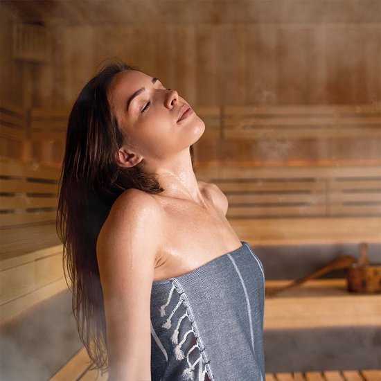 Forfait Fête des Mères : Badjas Waffle S & Serviette Hammam 90x165cm Marine