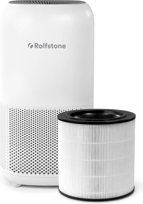 Rolfstone Air Balance XL - Luchtreiniger / Air Purifier met vervangbaar HEPA 13 filter + koolstoffilter - Werkt tegen huisstofmijt, hooikoorts, allergie, stof, - CADR: 400m3/h. - 50m2 - Slaapstand en automatische stand - Luchtkwaliteit indicator