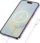 Hoco Chargeur sans fil adapté pour Apple iPhone - Convient pour MagSafe - Chargeur rapide (Type C) - Câble de charge USB C Fast Charge (1 mètre) - Wit