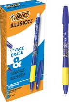 BIC Illusion Uitwisbare Navulbare - Blauw - Doos van 12 - Medium Punt Balpennen 0,7 mm