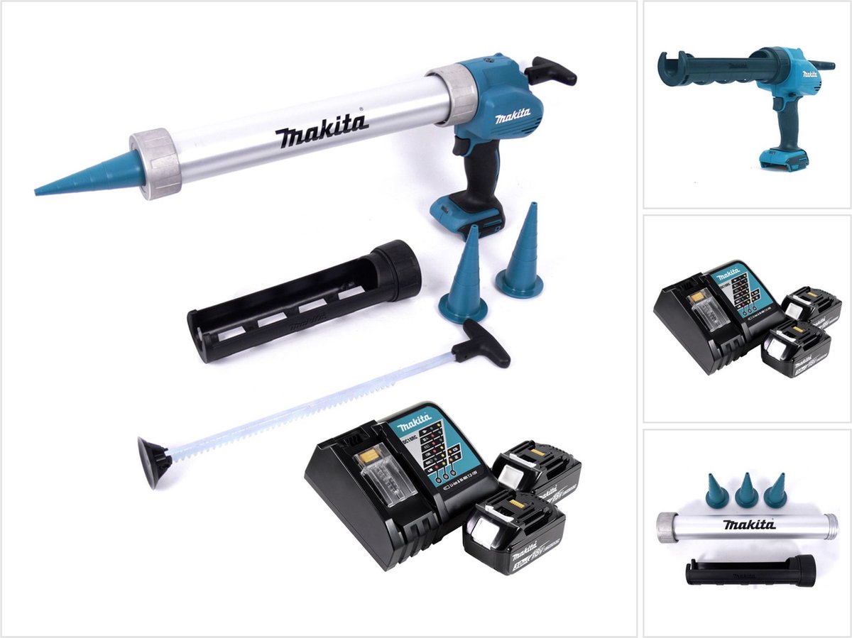 Makita DCG 180 RFX accupistool 18 V 300 / 600 ml + 2x accu 3.0 Ah + lader