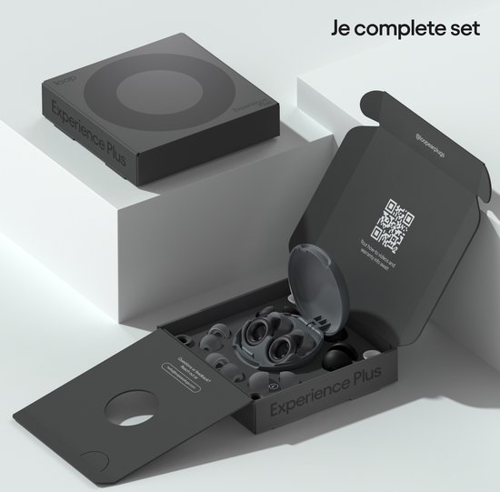 Loop Earplugs Experience Plus - premium oordoppen voor gehoorbescherming (18+5dB) in XS/S/M/L - ultra comfortabel - geschikt voor DJ's, muzikanten, concerten en concentratie - zwart