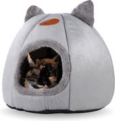 Kattenmand-hondenmand-kattenhuis voor katten en kleine honden-cat bed-zachte verwarmde kattenbed voor binnen- inclusief kattenhalsband