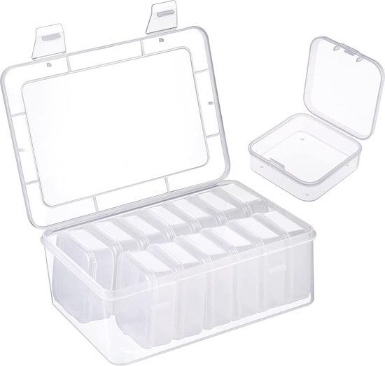 Transparante Opbergdoos – 28 Vakken, 17x10,5x2,5 Cm – Instelbare Vakjes – Voor Kralen, Sieraden, Nagelartikelen En Kleine Onderdelen