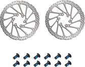 2 stuks fietsremschijven, roestvrij staal, remschijf van roestvrij staal met 12 schroeven voor racefiets, mountainbike, MTB, BMX