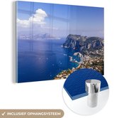 MuchoWow® Glasschilderij 90x60 cm - Schilderij acrylglas - Uitzicht vanaf de noordkust van Capri in Italië - Foto op glas - Schilderijen