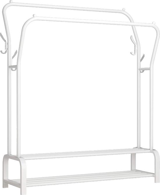 SONGMICS HSR027B01 Kledingrek met dubbele stang op wielen, metalen