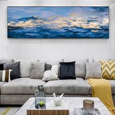 Allernieuwste Canvas Schilderij Abstracte Wolken Zee Bergen - Extreem XXL formaat - Modern - Kleur - 70 x 210 cm