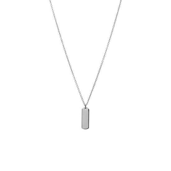 Lucardi Kinder Zilveren ketting met hanger bar - Ketting - 925 Zilver - Zilver - 45 cm