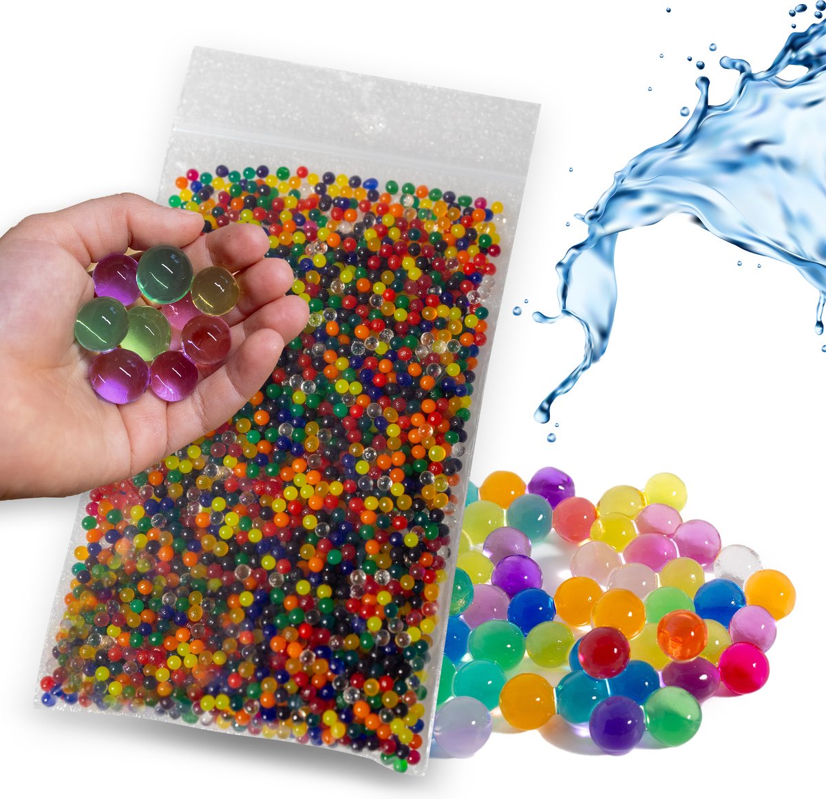 Comforder Waterparels Mix Gekleurd Waterabsorberende Balletjes Gelballetjes 20.000 Stuks 100g Voor 11 Liter