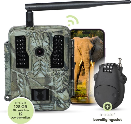 Foto: Peakx wildcamera wildcamera met nachtzicht wildcamera voor buiten 4k ultra hd 48mp incl verbeterde wifi chip en kabelslot