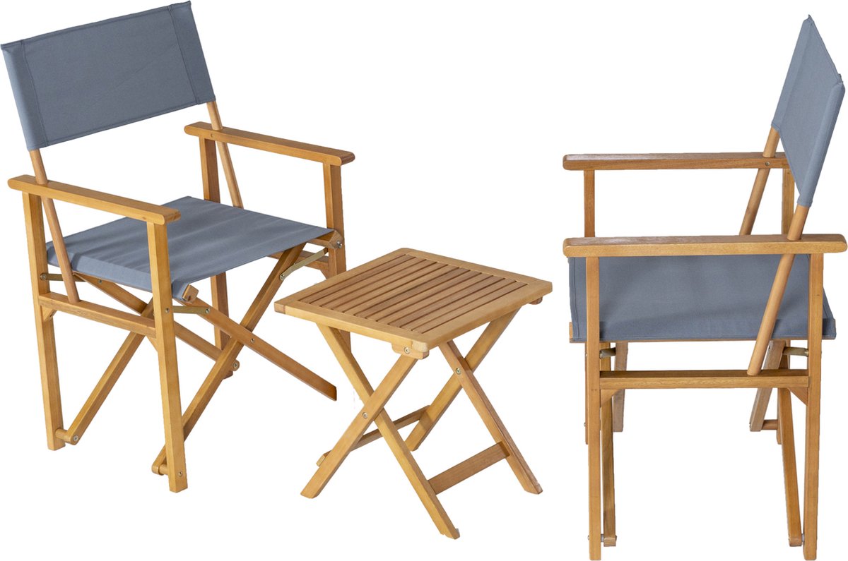 Bistroset Capistrello 3-delig tuintafel met 2 tuinstoelen houtkleurig en grijs casa.pro