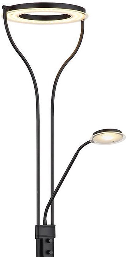Vloerlamp Uplight Alicante 26W/5W Led staal met leesarm Dim To Warm