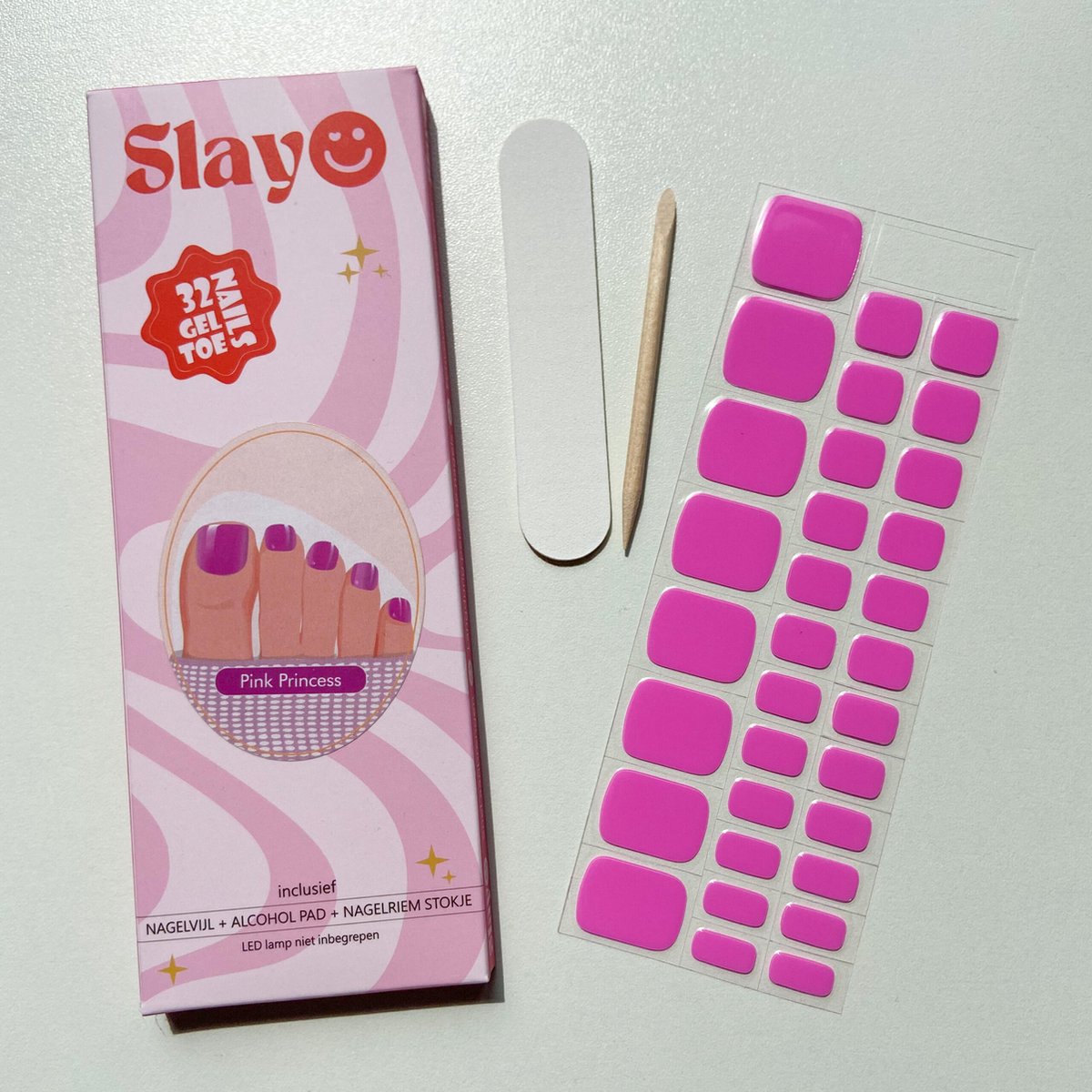 Goedkoopste Slayo© - Gellak Pedicure - Pink Princess - Teennagel nagelstickers - Gel Nail Wrap - Nail Art Stickers - Gellak Nagels - Gel Nagel Stickers - LED/UV lamp nodig