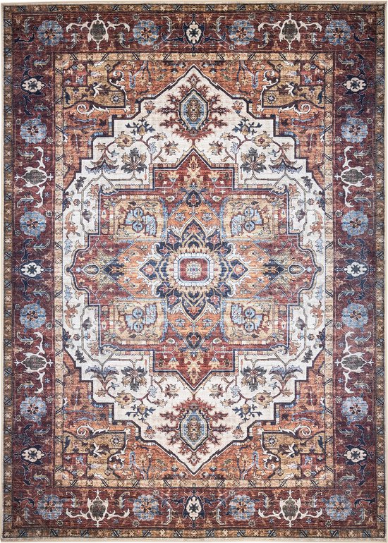 Tapiso Tapis Imprimé en Flanelle Tapis Vintage Traditionnel Antidérapant Lavable Taille - 200x300