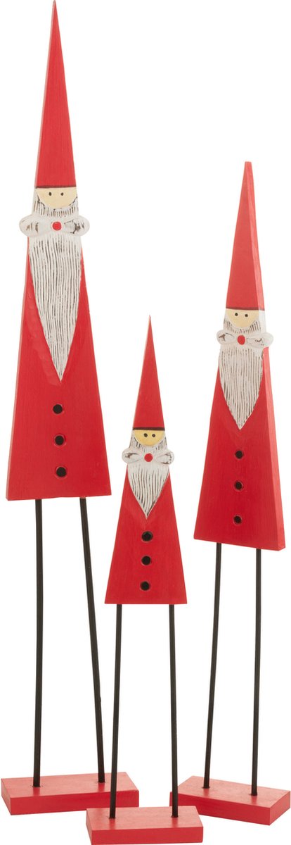 J-Line figuur Kerstman Op Voet - hout - rood - large