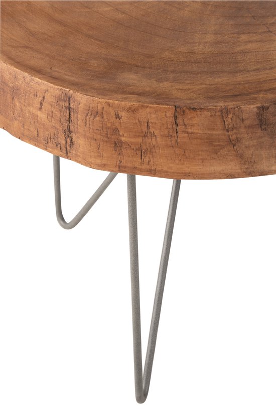 J-Line bijzettafel - hout/metaal - bruin - set van 2