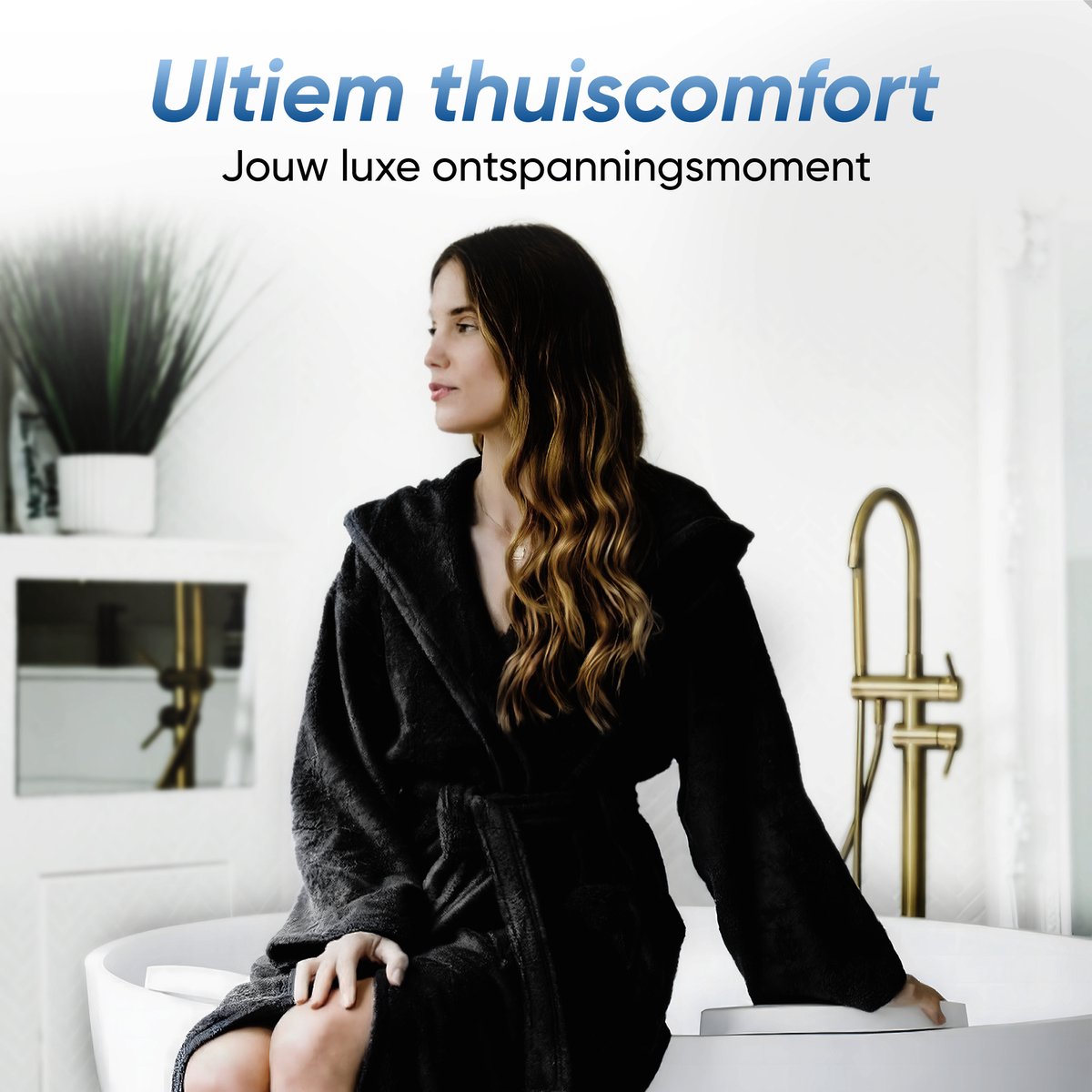 HGMD Badjas met Capuchon - Zwart - XL/XXL - Unisex - Badjas dames - Badjas heren - Wasmachine bestendig — afbeelding 6