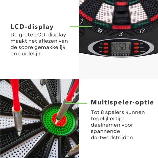 Cheqo® Elektronisch Dartbord - Complete Dartset - Met Pijlen - Reserve Pijlpunten - 159 Spelvariaties - Automatische Uitschakeling - Grote LCD Display - 8 Spelers Tegelijk - Dart Bord van Cheqo® — afbeelding 5