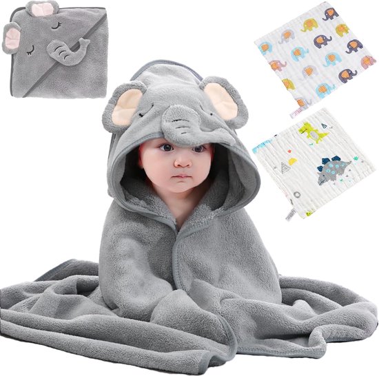 DKDDSSS 2 stuks babyhanddoek, handdoek met capuchon voor kinderen, handdoek voor kinderen met schattige oren, super absorberend en wasbaar, als cadeau voor kinderen, roze
