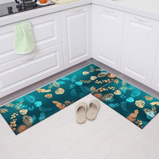 Keukentapijten, 2-delige keukenmattenset, antislip tapijten, deurmat voor binnen, wasbare staande mat (40 x 60 cm + 40 x 120 cm)
