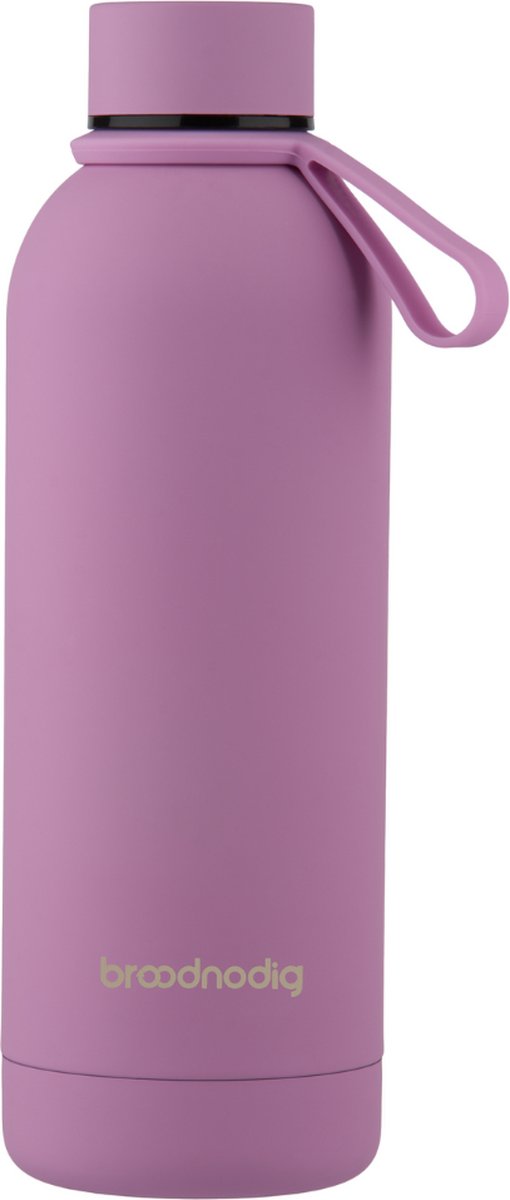 Broodnodig® - Premium RVS Drinkfles - 500ML - RVS Waterfles - Thermosfles - Isoleerfles - Travel Mug - Matte Pink