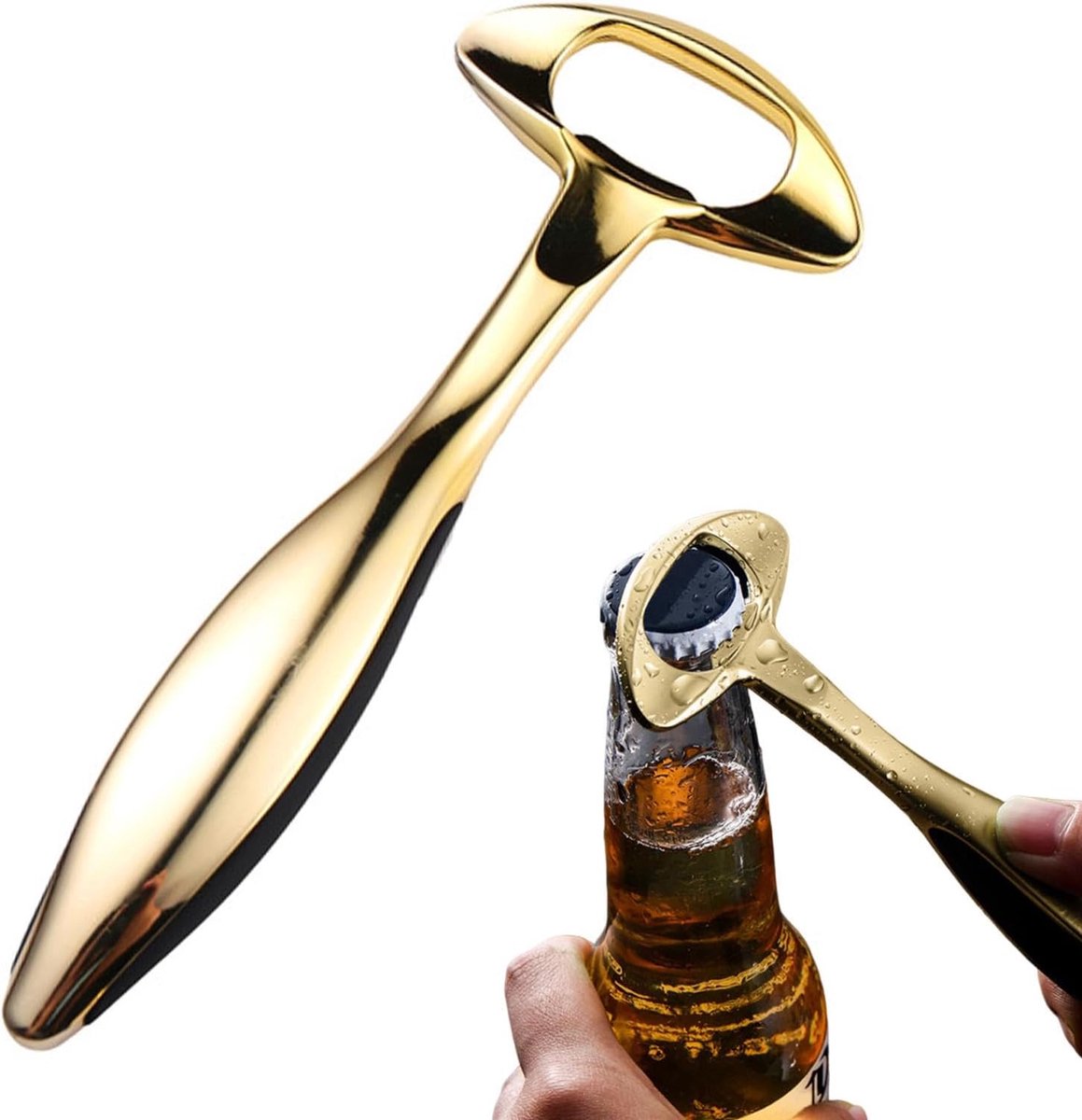 Flesopener in ergonomisch ontwerp van zinklegering professionele bieropener met antisliphandvat Geïntegreerd spuitgietproces gebogen binnenrand capsulelifter bierflesopener bieropener