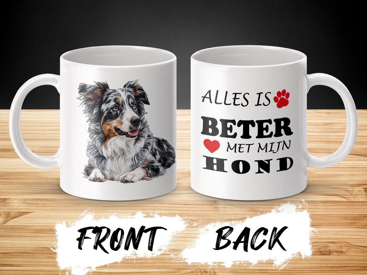 Mok Australian Shepherd Alles is beter met mijn hond - dog - doglover