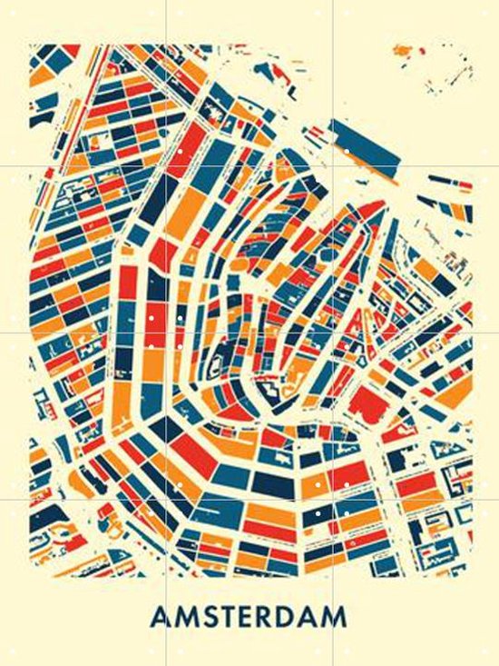IXXI Amsterdam Mosaic City Map - Wanddecoratie - Grafisch Ontwerp - 60 x 80 cm