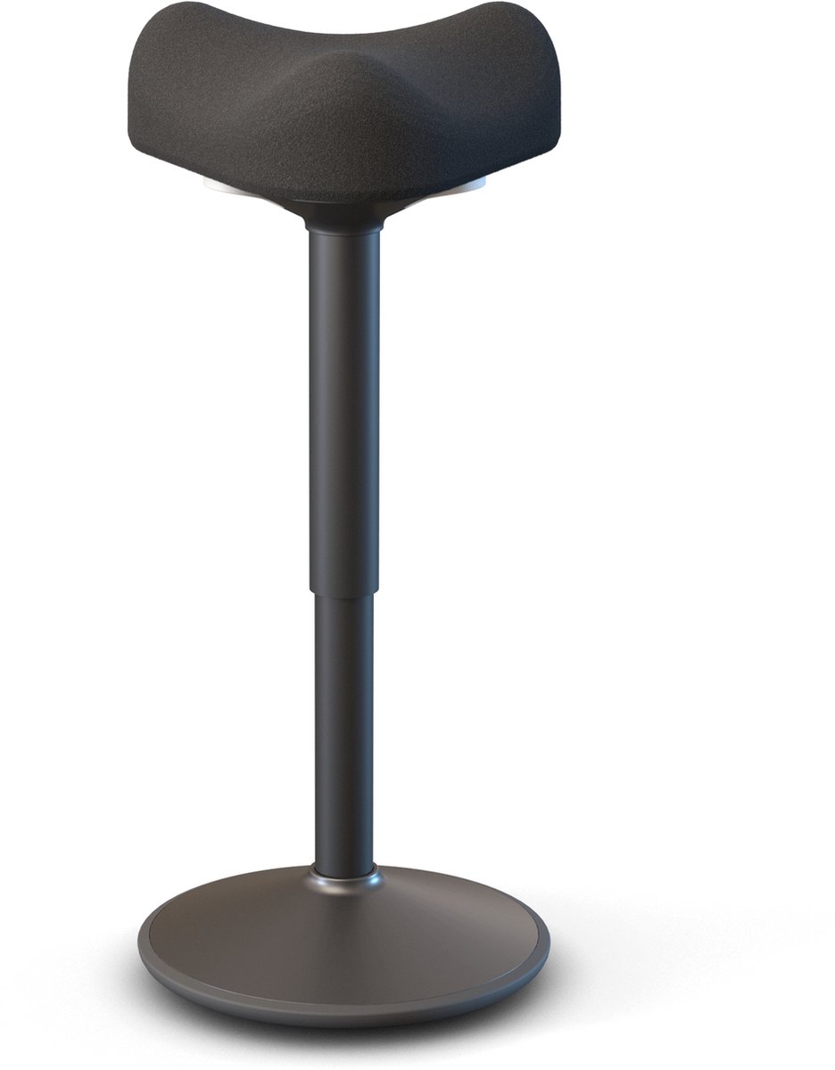 Worktrainer - Jiggle - Zit-Sta Balanskruk - Hoogte 59 - 83 cm - Breedte 35 cm - Zwart