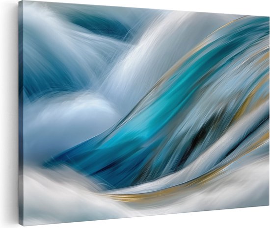 Artaza Canvas Schilderij Het Water is Blauw en Goud - 60x40 - Wanddecoratie - Foto Op Canvas - Canvas Print