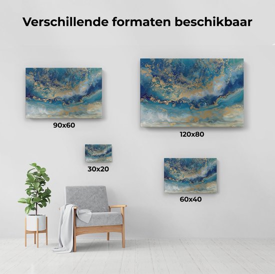 Artaza Peinture sur toile oeuvre abstraite de Blauw et Goudor - 120x80 - Groot - Photo sur toile - Impression sur toile