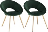 Rootz set van 2 fluwelen eetkamerstoelen - elegante stoelen - comfortabele zit - stijlvol ontwerp - duurzame constructie - antislip - 78 cm x 35 cm x 45 cm