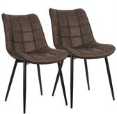 Rootz Set van 2 eetkamerstoelen - keukenstoelen - gestoffeerde stoelen - schuimcomfort met hoge dichtheid - duurzaam metalen frame - veelzijdige stijl - 46 cm x 40,5 cm x 85,5 cm