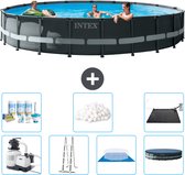 Intex Rond Ultra XTR Frame Zwembad - 610 x 122 cm - Inclusief Pomp - Ladder - Grondzeil - Afdekzeil Onderhoudspakket - Filterbollen - Solar Mat