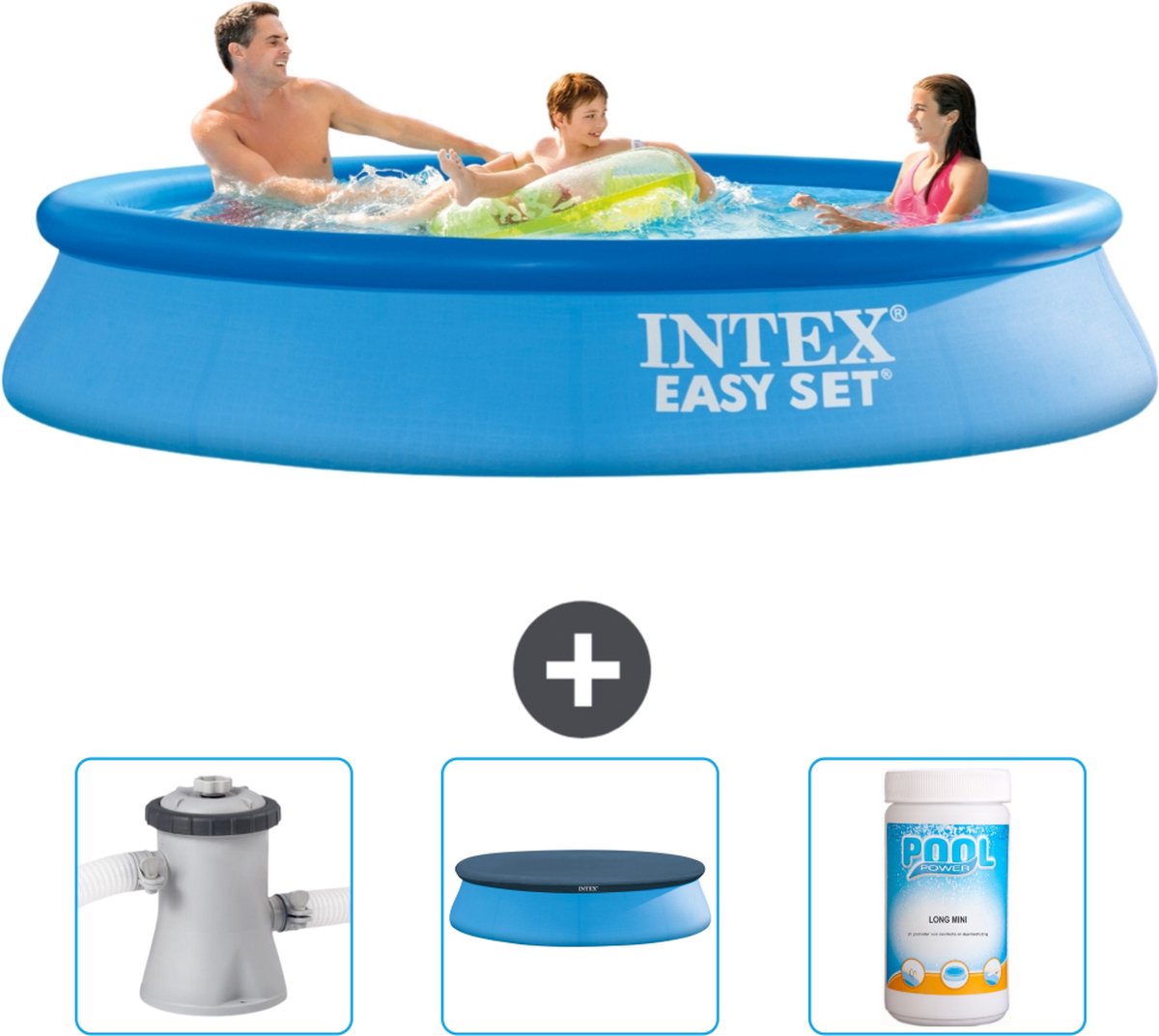 Intex Rond Opblaasbaar Easy Set Zwembad – 305 x 61 cm – Blauw – Inclusief Zwembadfilterpomp – Afdekzeil – Chloor Intex Rond Opblaasbaar Easy Set Zwembad – 305 x 61 cm – Blauw – Inclusief Zwembadfilterpomp – Afdekzeil – Chloor
