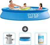 Intex Rond Opblaasbaar Easy Set Zwembad - 305 x 61 cm - Blauw - Inclusief Zwembadfilterpomp - Afdekzeil - Chloor