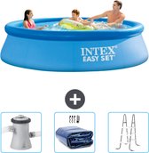 Intex Rond Opblaasbaar Easy Set Zwembad - 305 x 76 cm - Blauw - Inclusief Zwembadfilterpomp - Solarzeil - Ladder