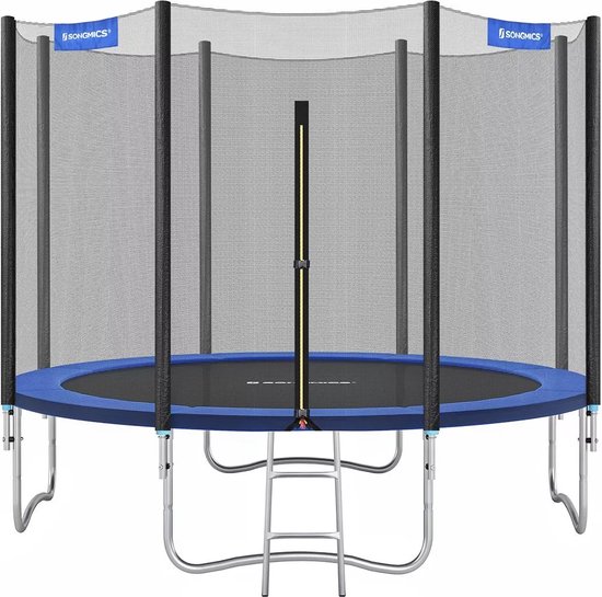 Foto: In and outdoormatch trampoline met veiligheidsnet myron tuintrampoline 305 cm ronde trampoline met veiligheidsnet met ladder zwart blauw