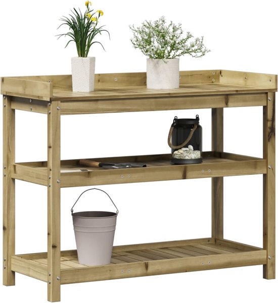 vidaXL-Oppottafel-met-schappen-108x45x86,5-cm-geïmpregneerd-hout