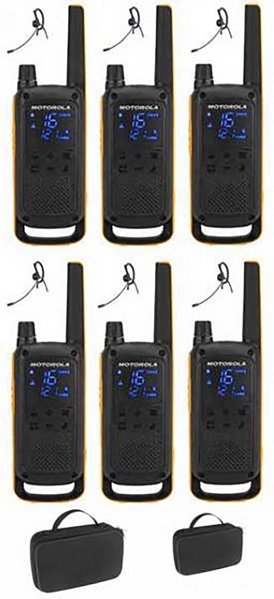 Set van 6 Motorola Talkabout T82 Extreme PMR446 Portofoons met headsets