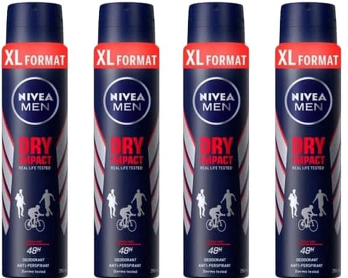 Goedkoopste Nivea Deo Spray XL – Dry Impact - 4 x 250 ml