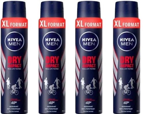 Nivea Deo Spray XL – Dry Impact - 4 x 250 ml